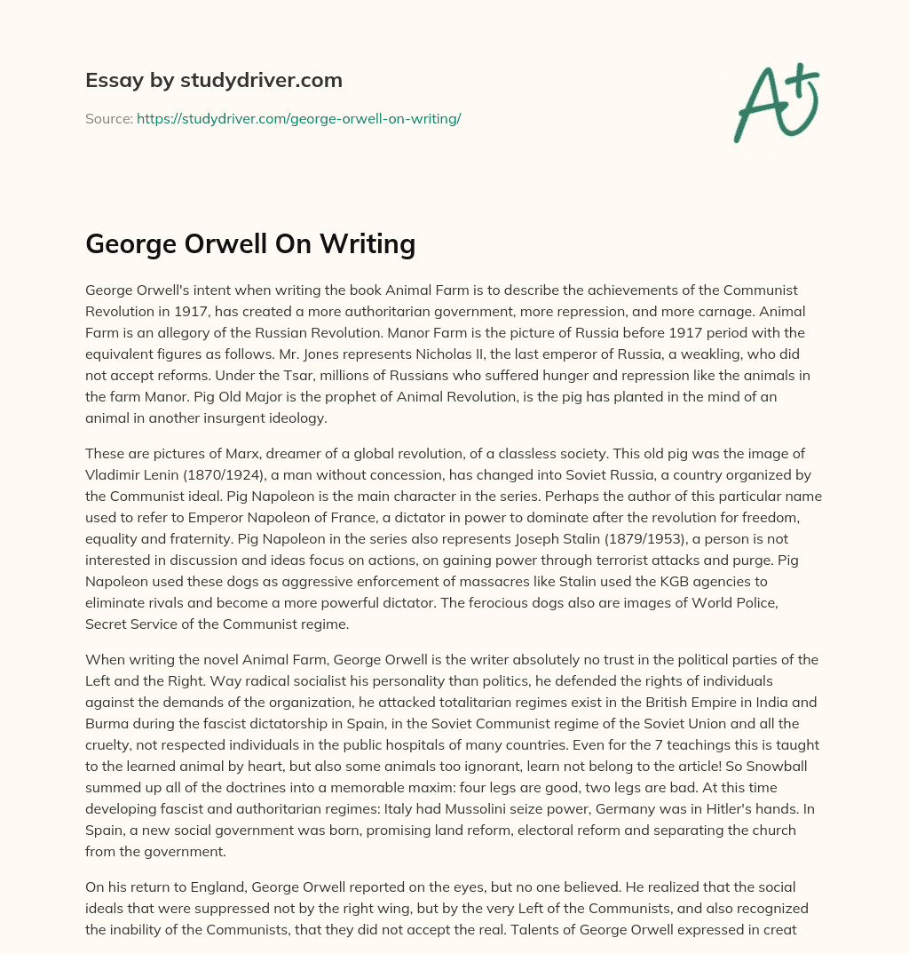 george orwell essay on writing