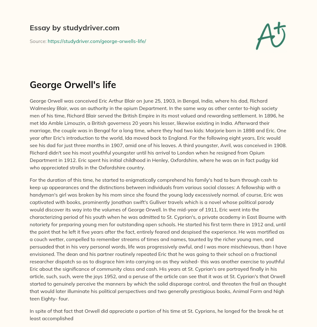 George Orwell’s Life essay