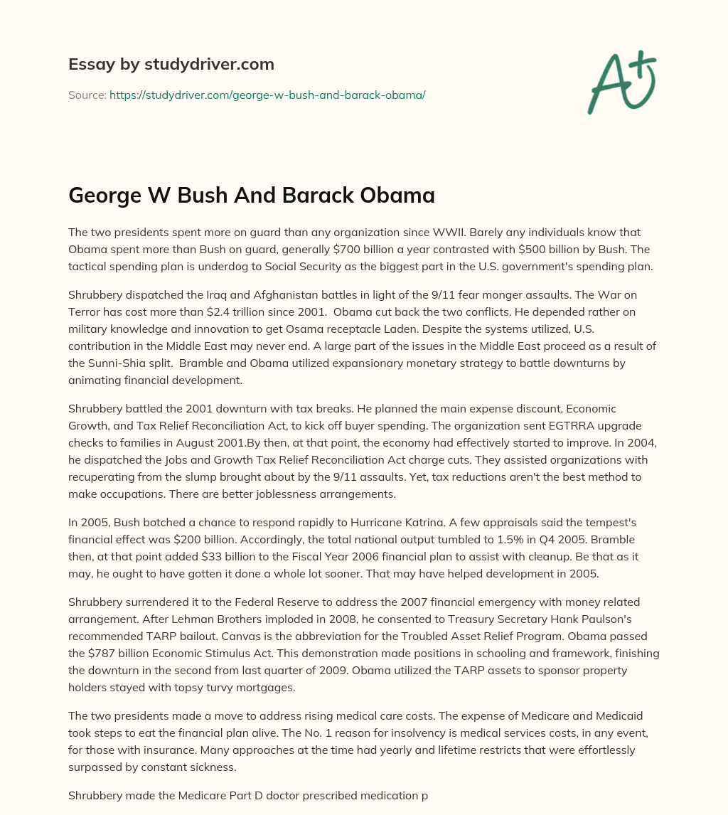 George W Bush and Barack Obama essay