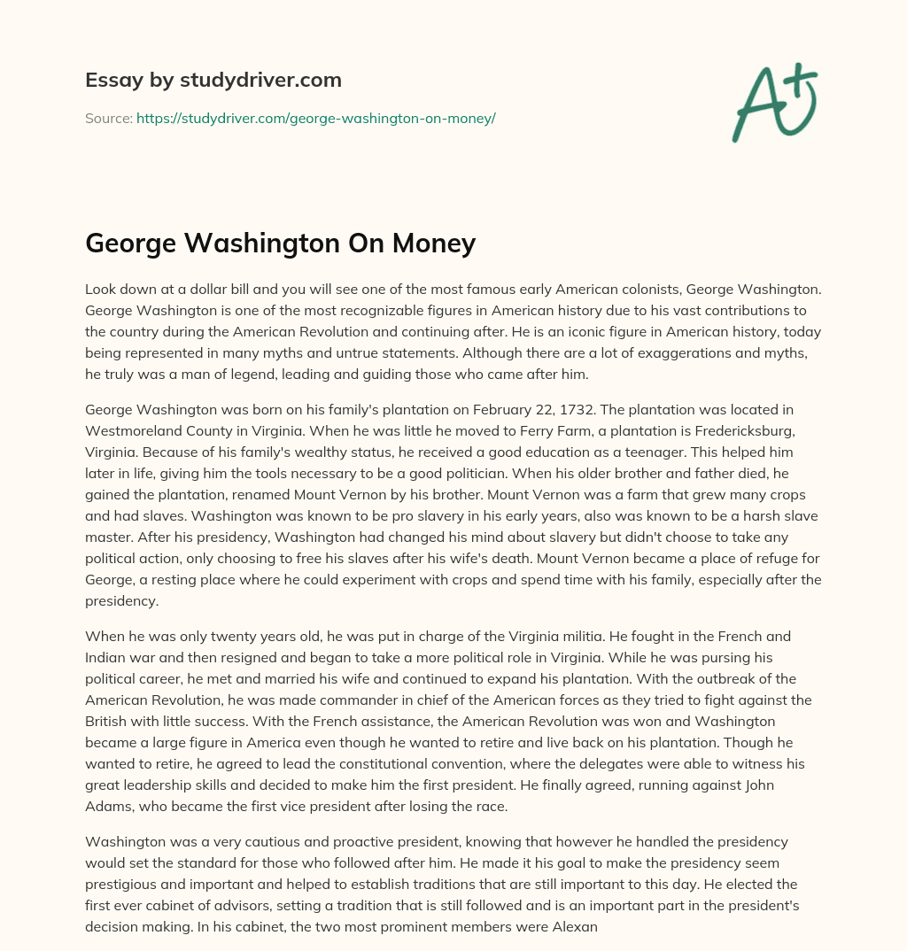 George Washington on Money essay