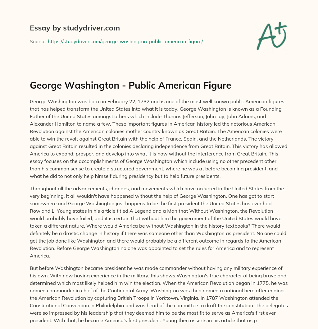 George Washington – Public American Figure essay