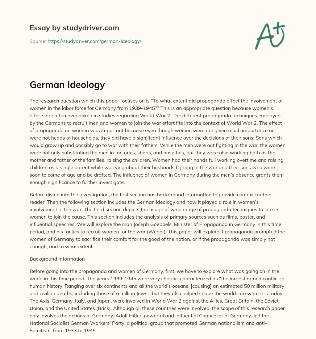 German Ideology essay