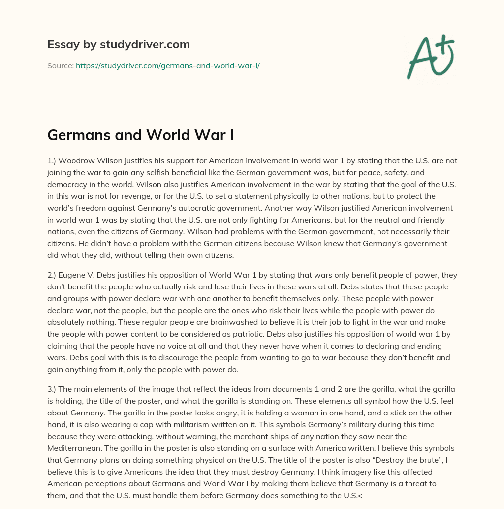 Germans and World War i essay