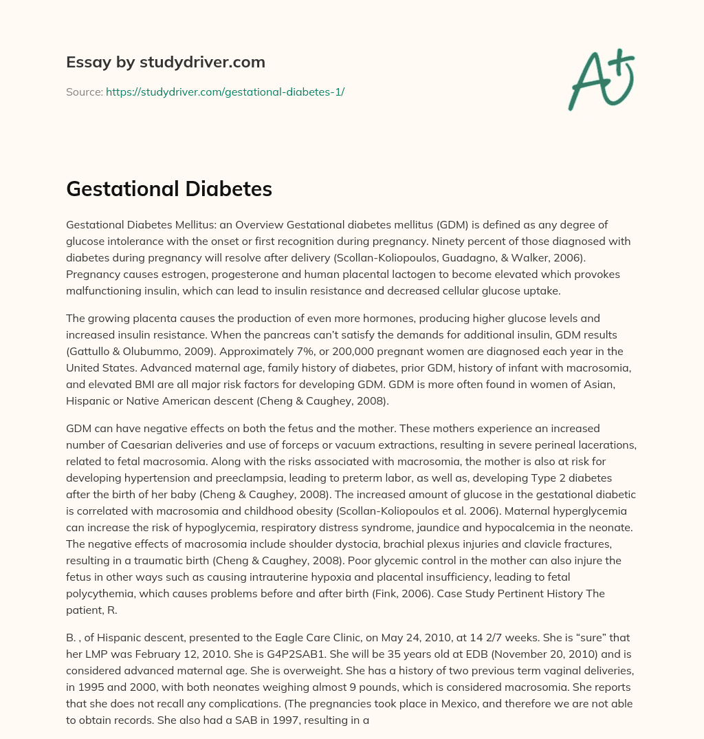 Gestational Diabetes essay