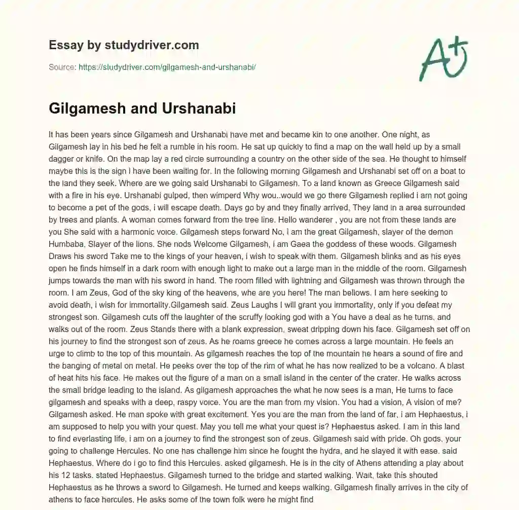 Gilgamesh and Urshanabi essay