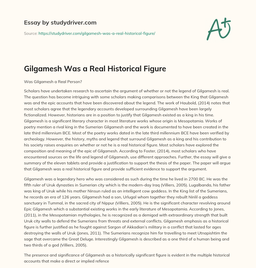 Gilgamesh was a Real Historical Figure essay