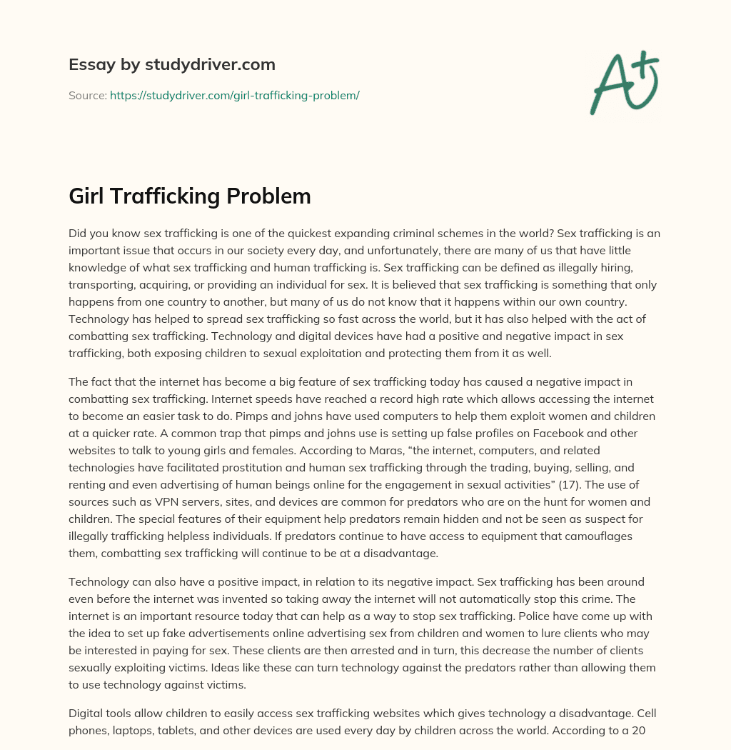 Girl Trafficking Problem essay