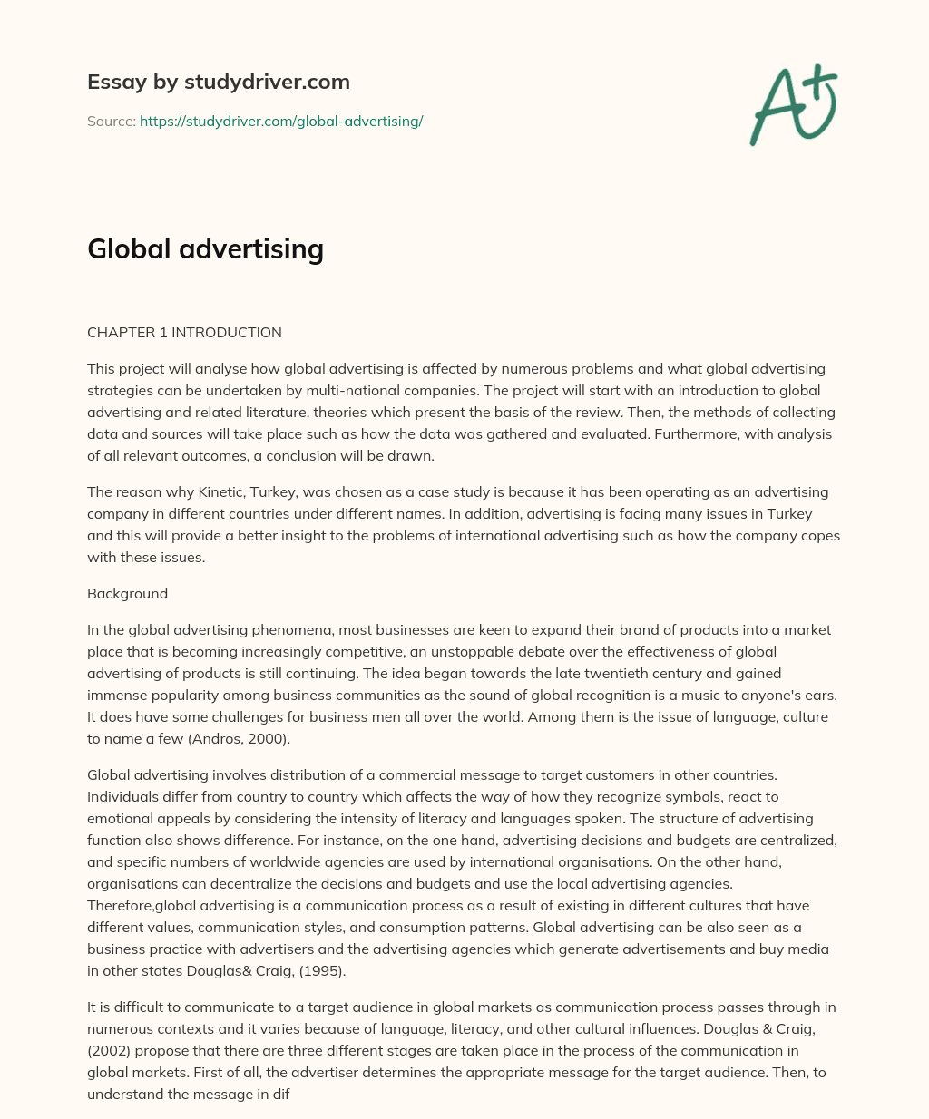 Global Advertising essay