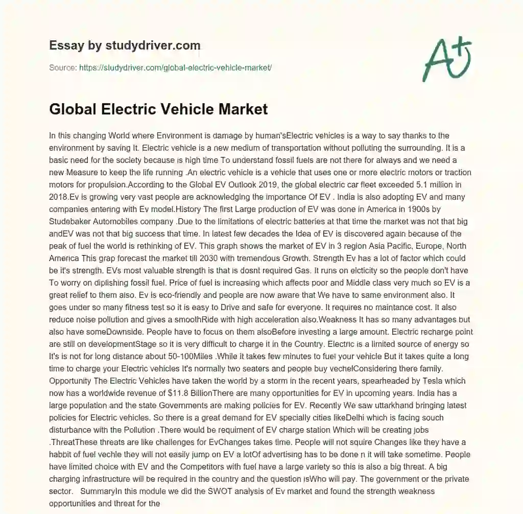 Global Electric Vehicle Market essay