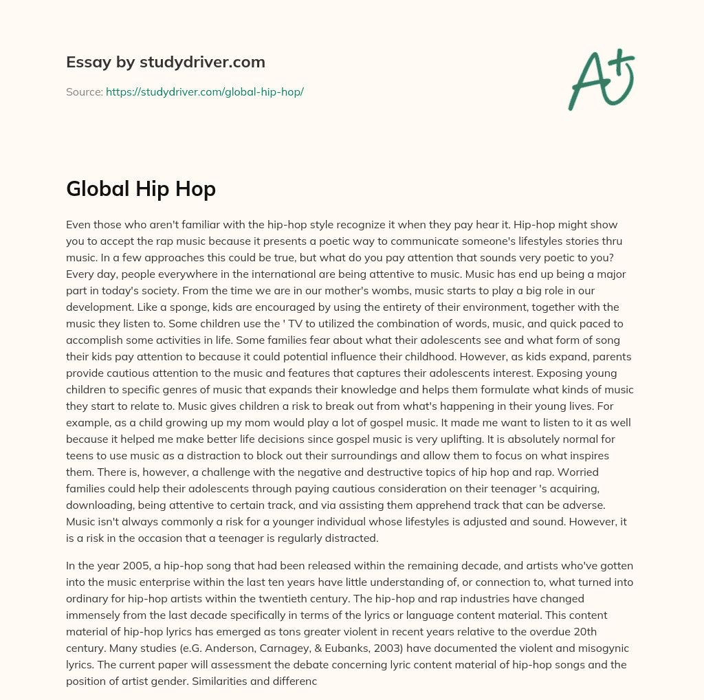 Global Hip Hop essay