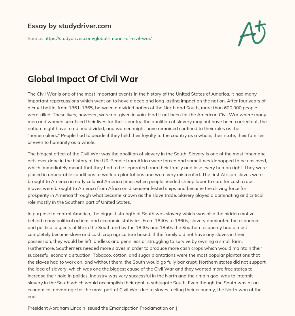 Global Impact of Civil War essay