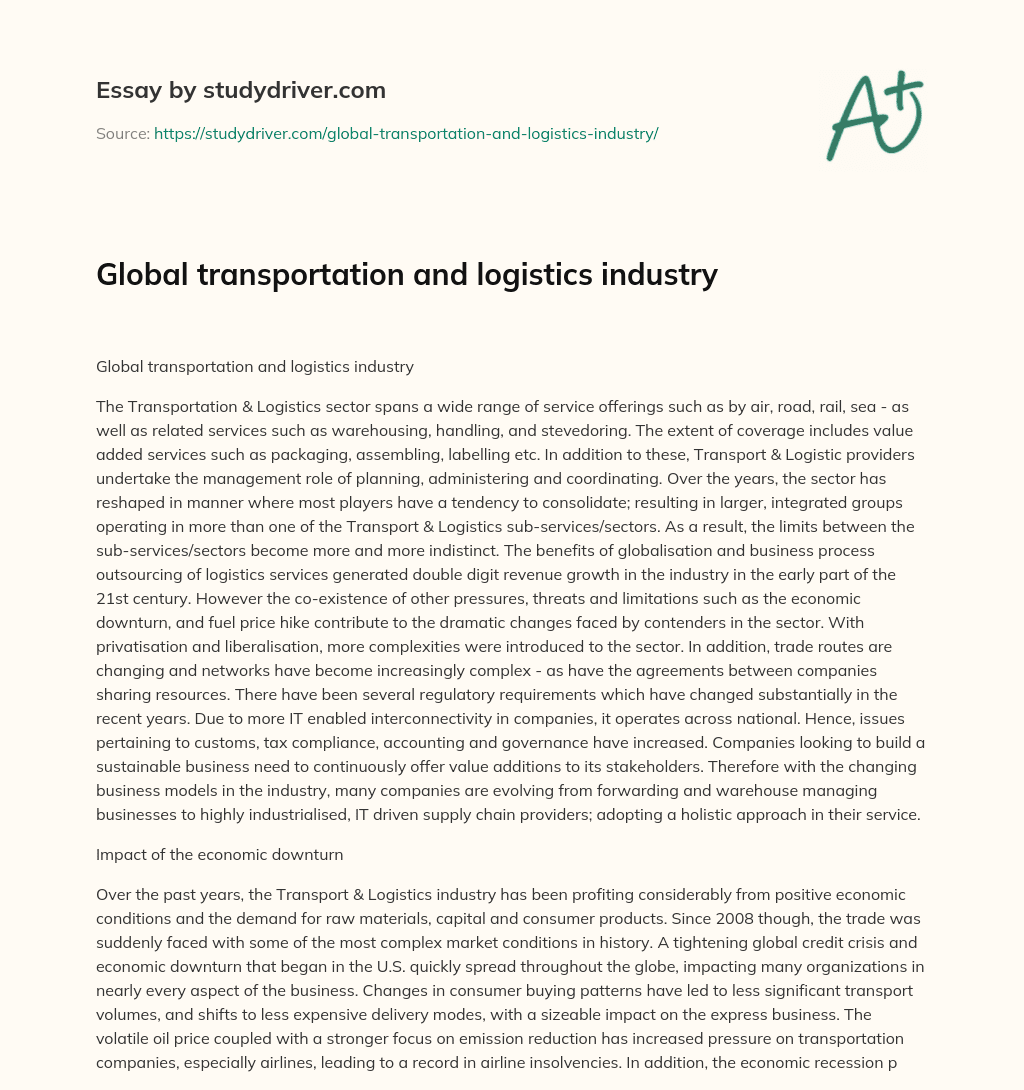 Global Transportation and Logistics Industry essay