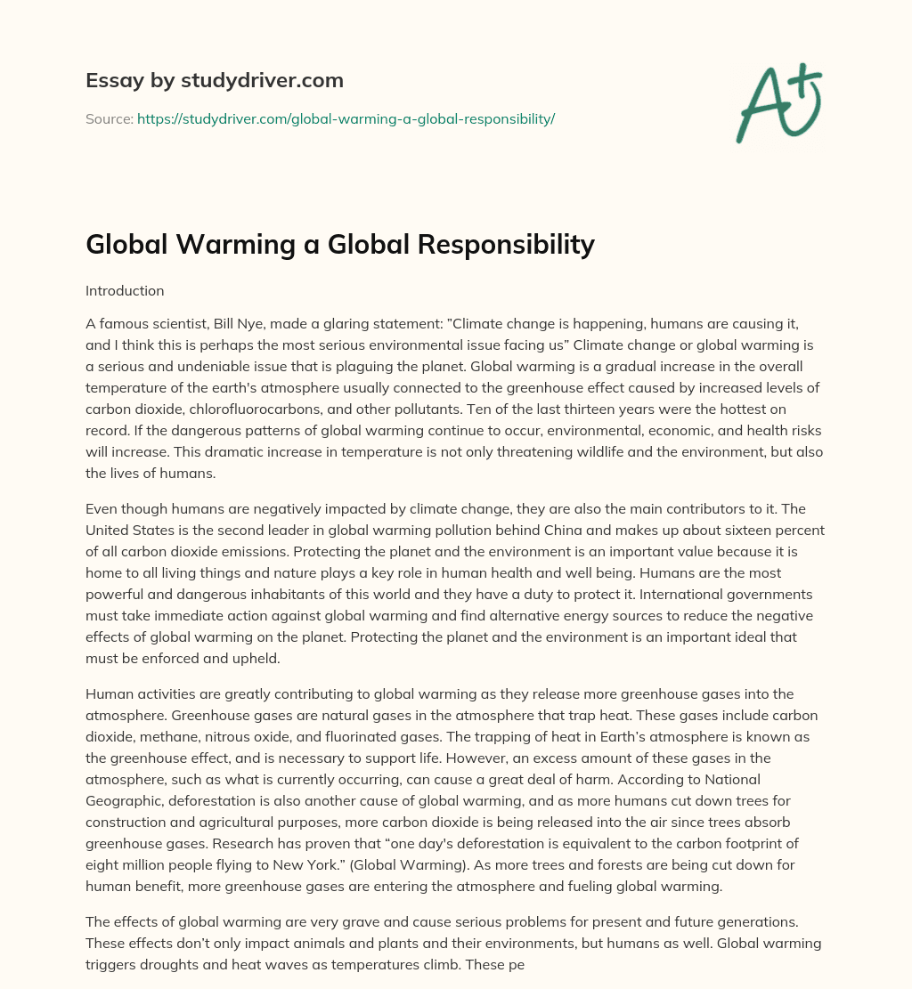 Global Warming a Global Responsibility essay