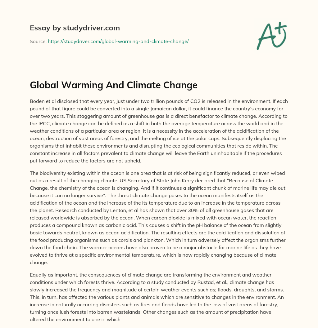 Global Warming and Climate Change essay