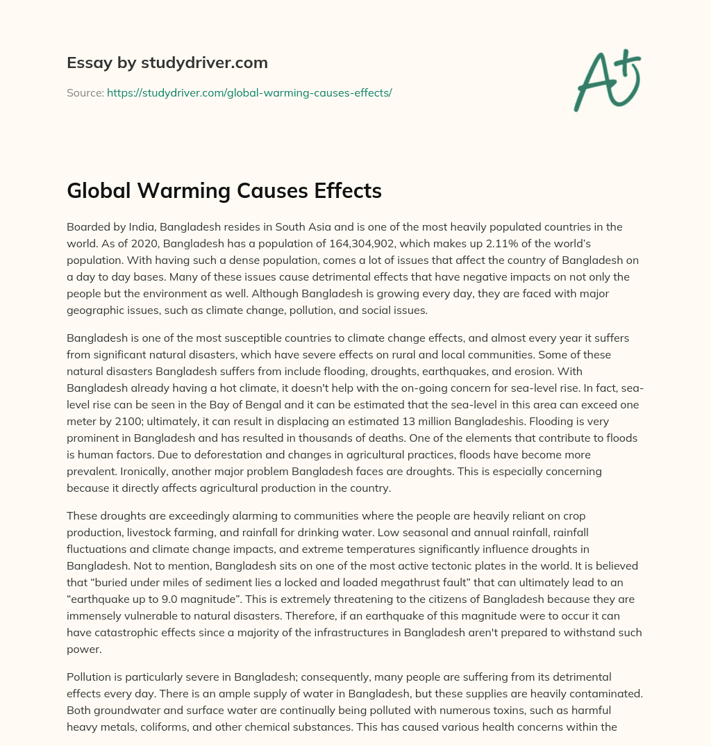 Global Warming Causes Effects essay