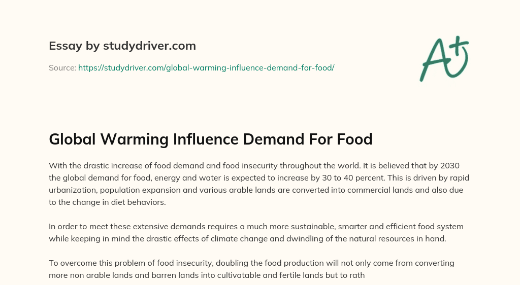 Global Warming Influence Demand for Food essay