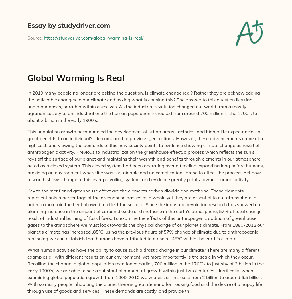 Global Warming is Real essay