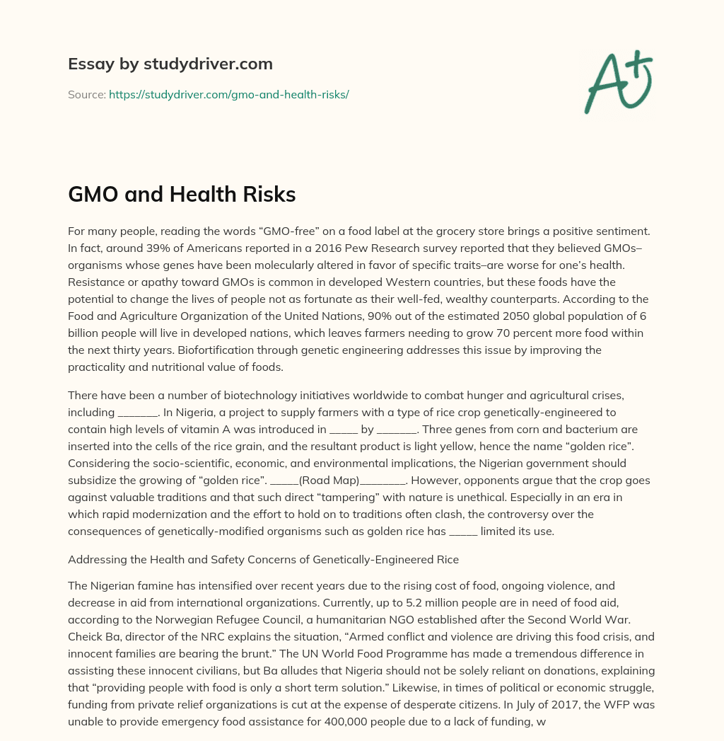 GMO and Health Risks essay