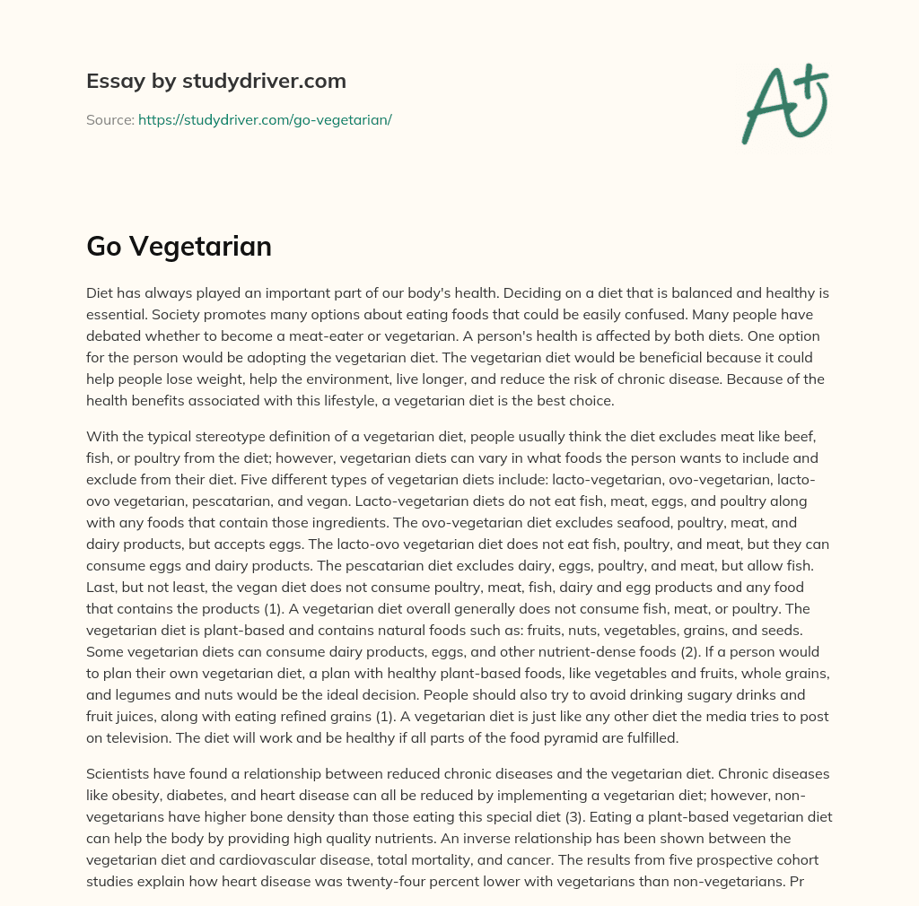 Go Vegetarian essay