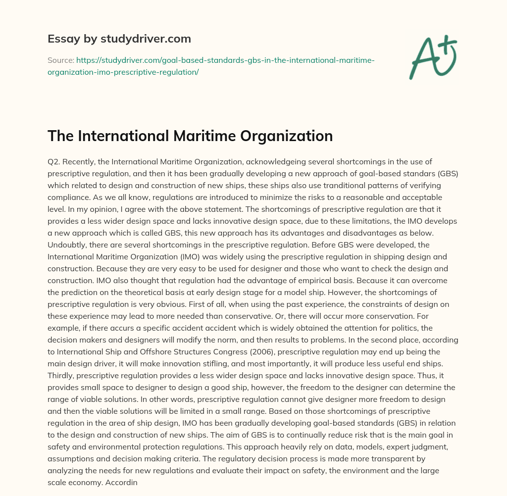 The International Maritime Organization essay