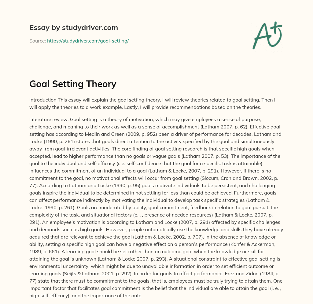 Goal Setting Theory essay