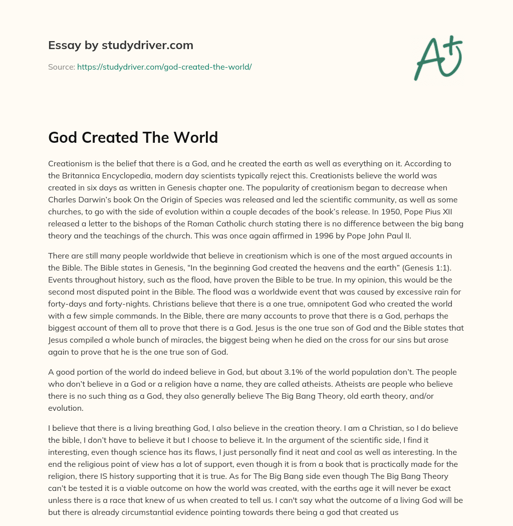 God Created the World essay