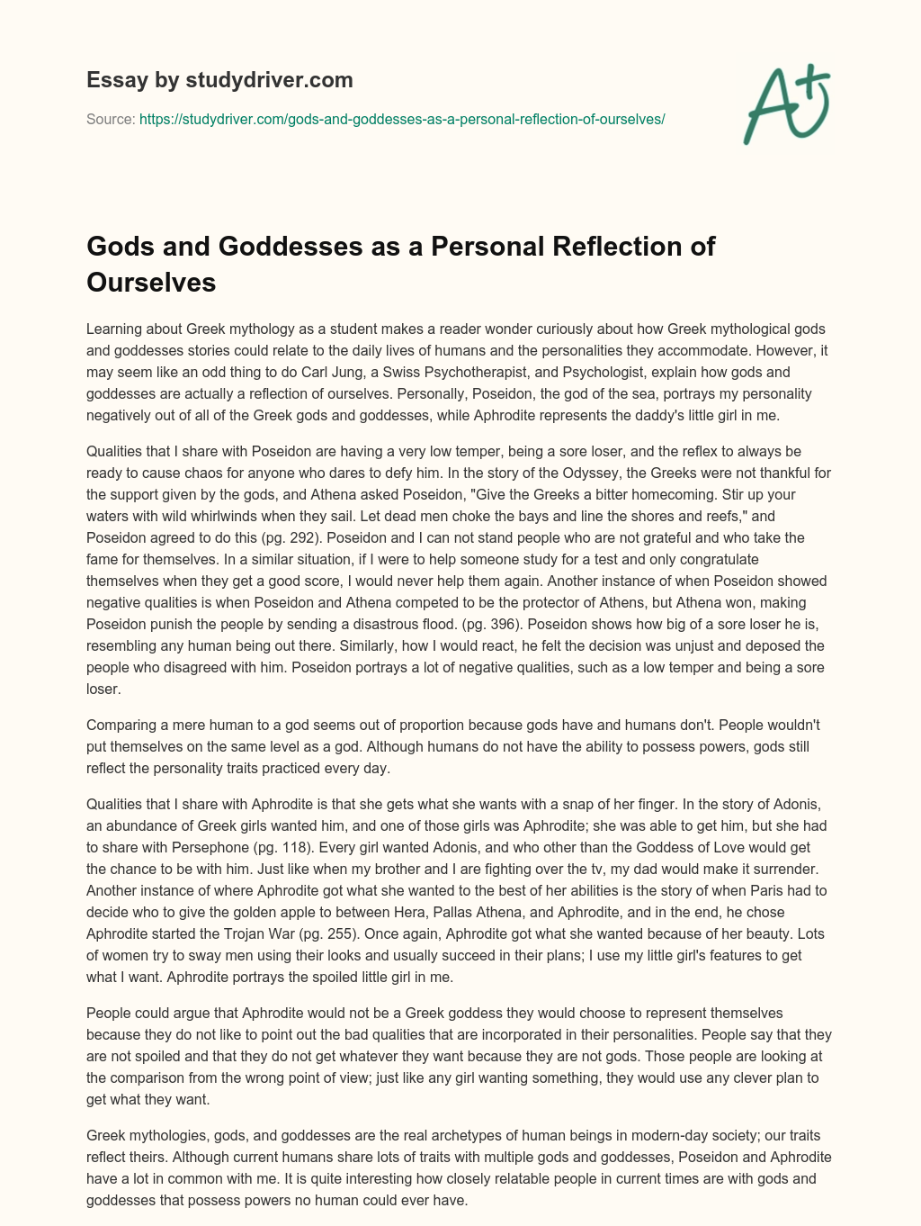 Gods and Goddesses as a Personal Reflection of Ourselves essay