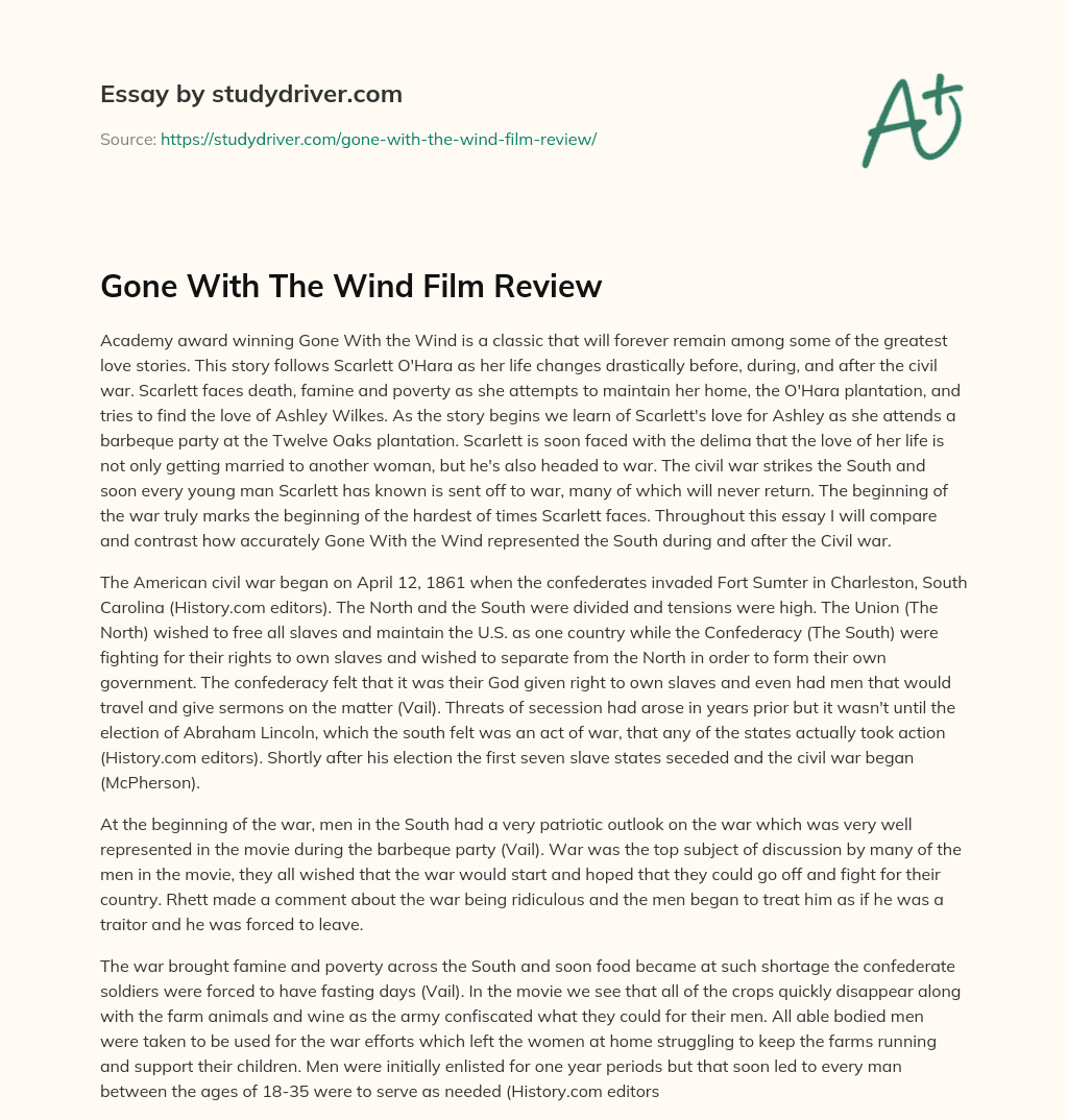 Gone with the Wind Film Review essay