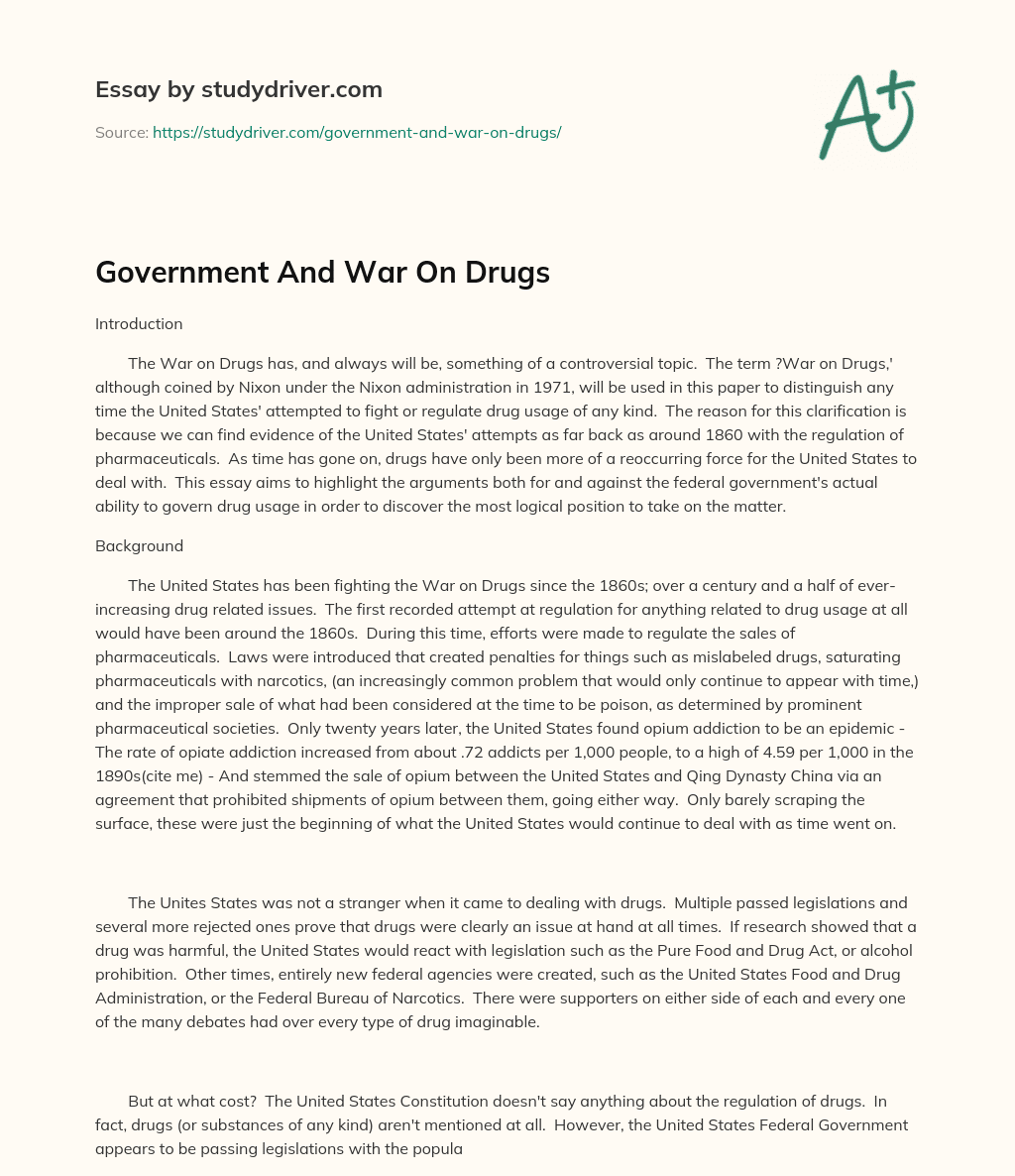 Government and War on Drugs essay