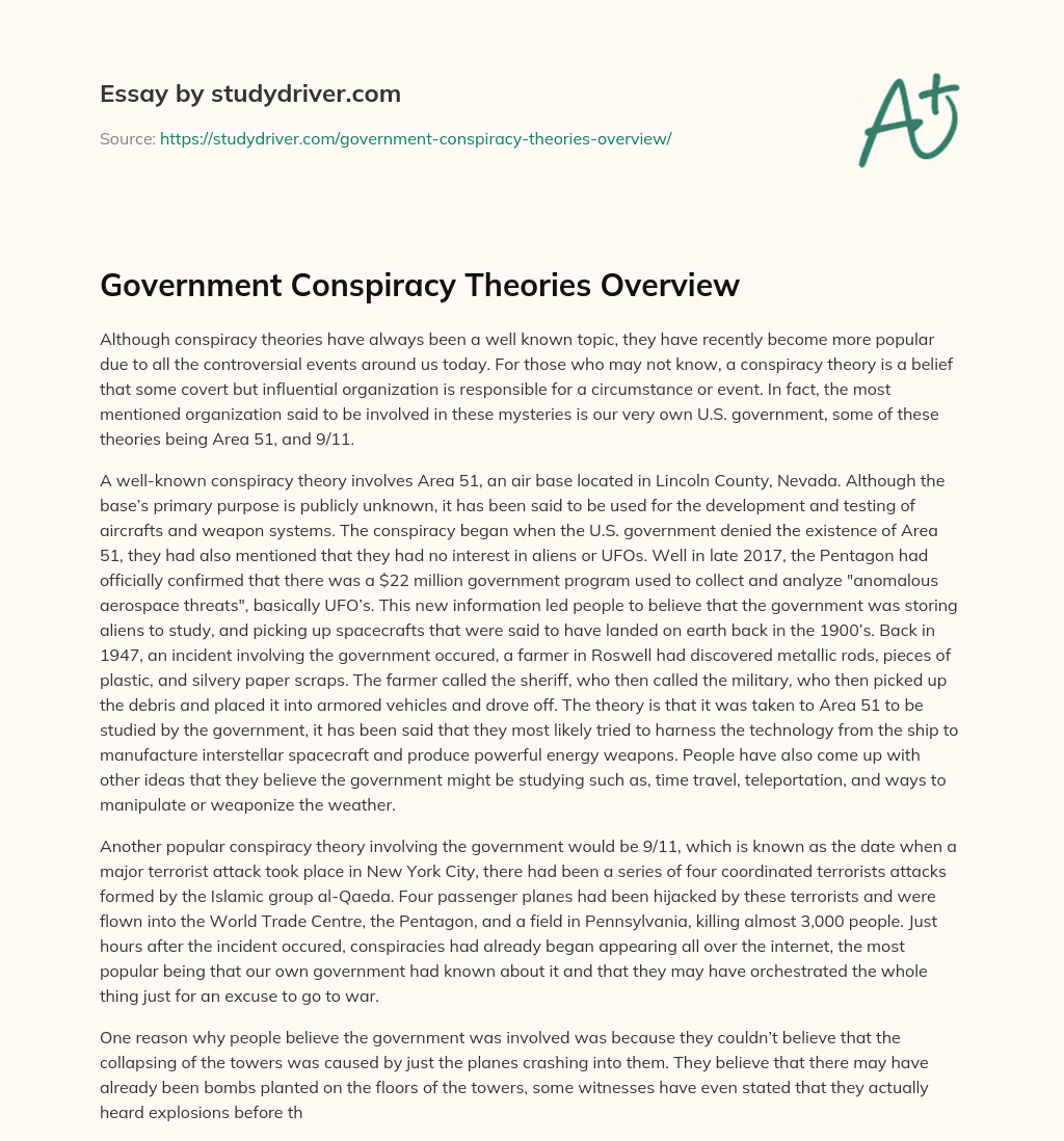 Government Conspiracy Theories Overview essay