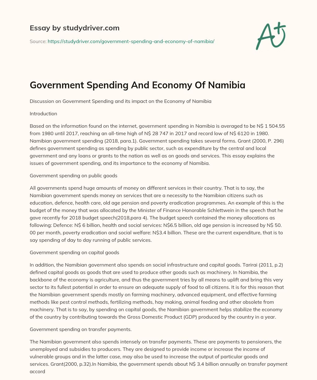 Government Spending and  Economy of Namibia essay