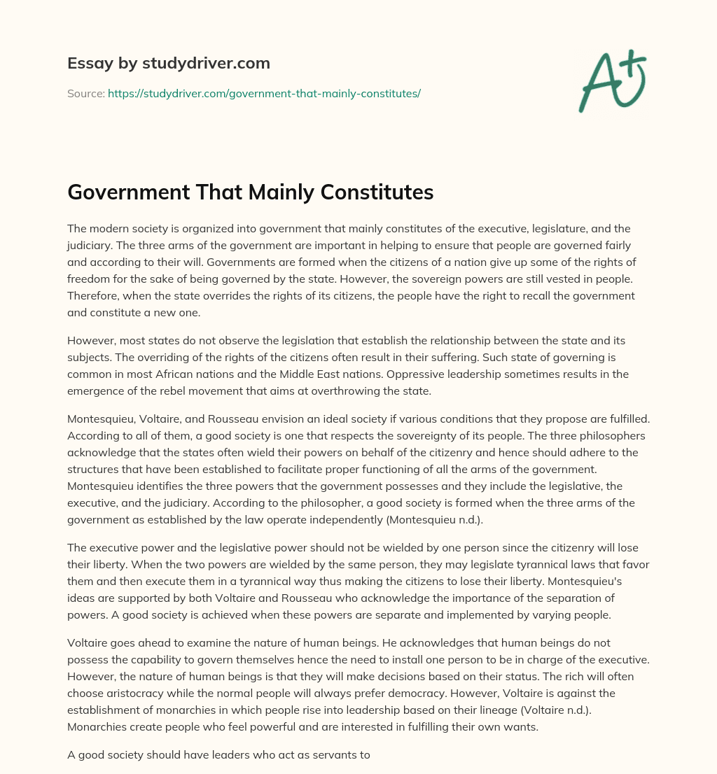 Government that Mainly Constitutes essay