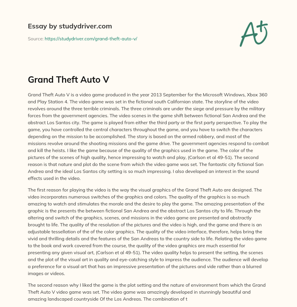 Grand Theft Auto V essay
