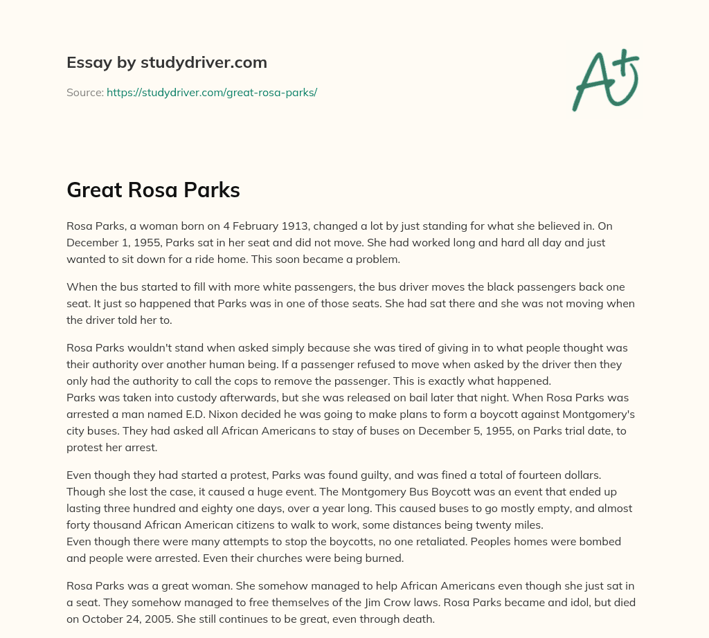 Great Rosa Parks essay