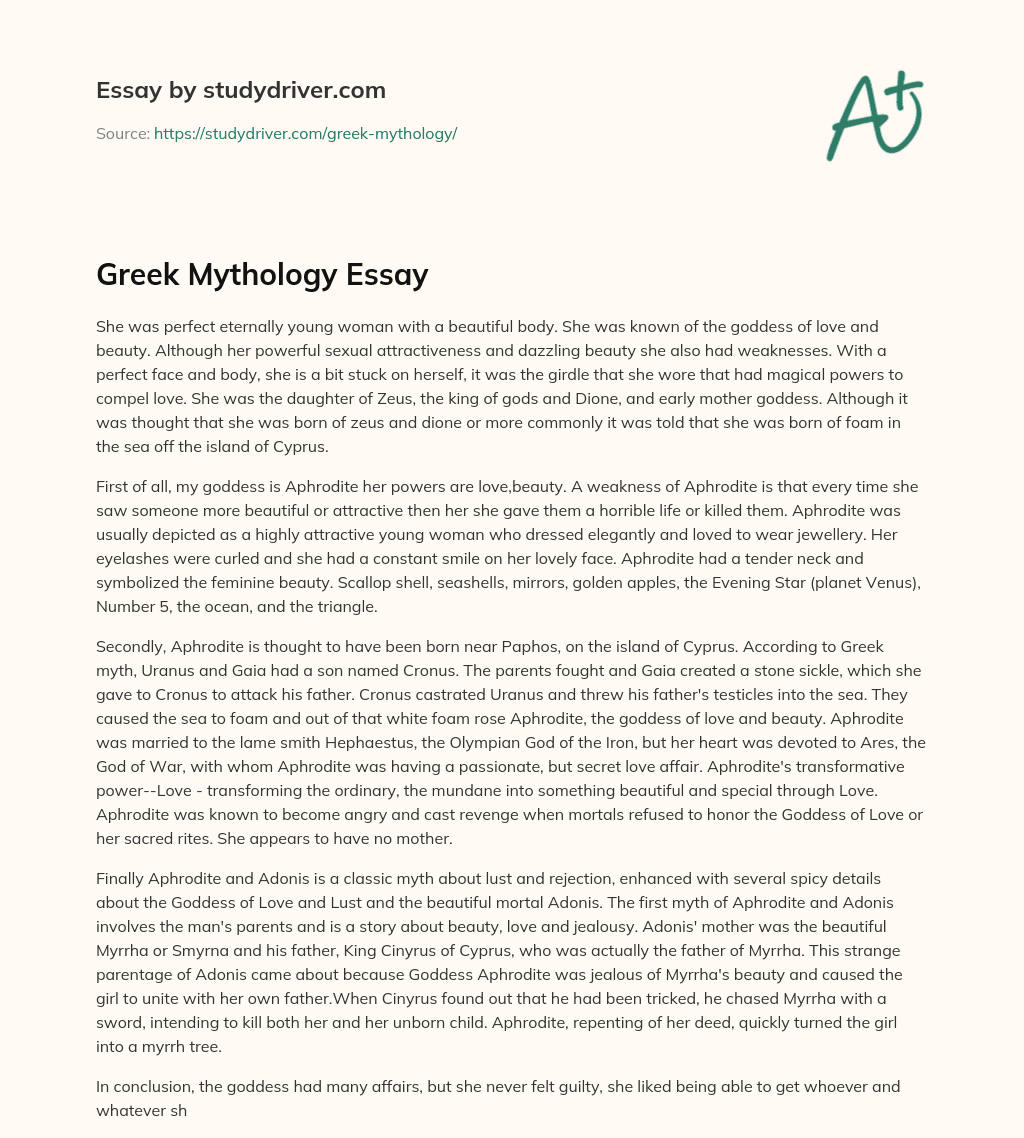 Greek Mythology Essay essay