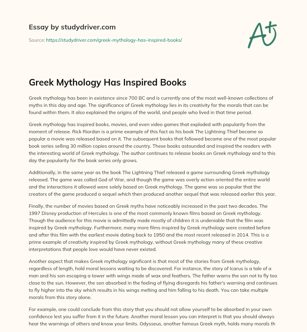 Greek Mythology has Inspired Books essay