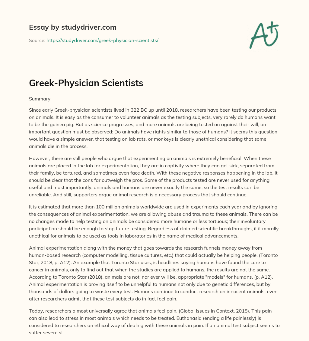 Greek-Physician Scientists essay