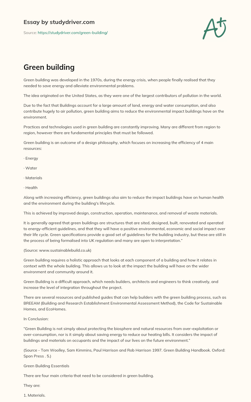 Green Building essay