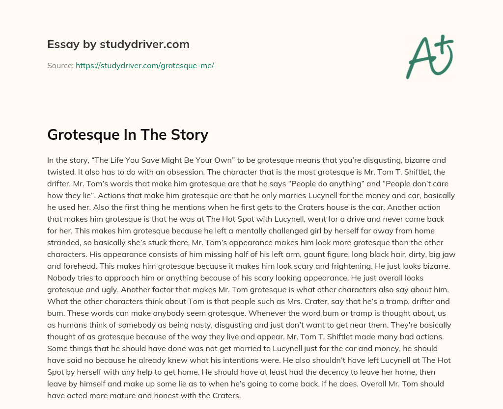 Grotesque in the Story essay