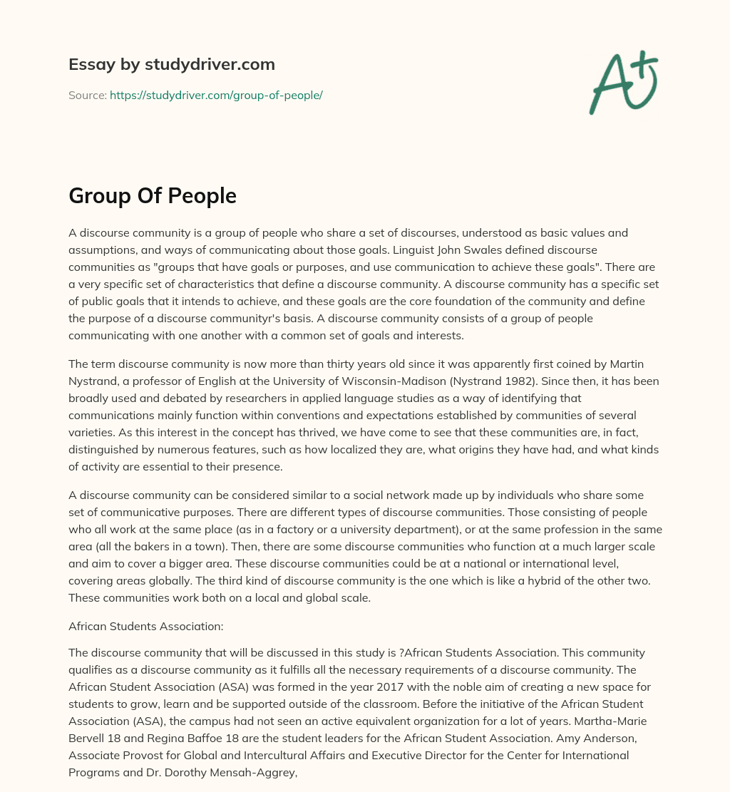 Group of People essay