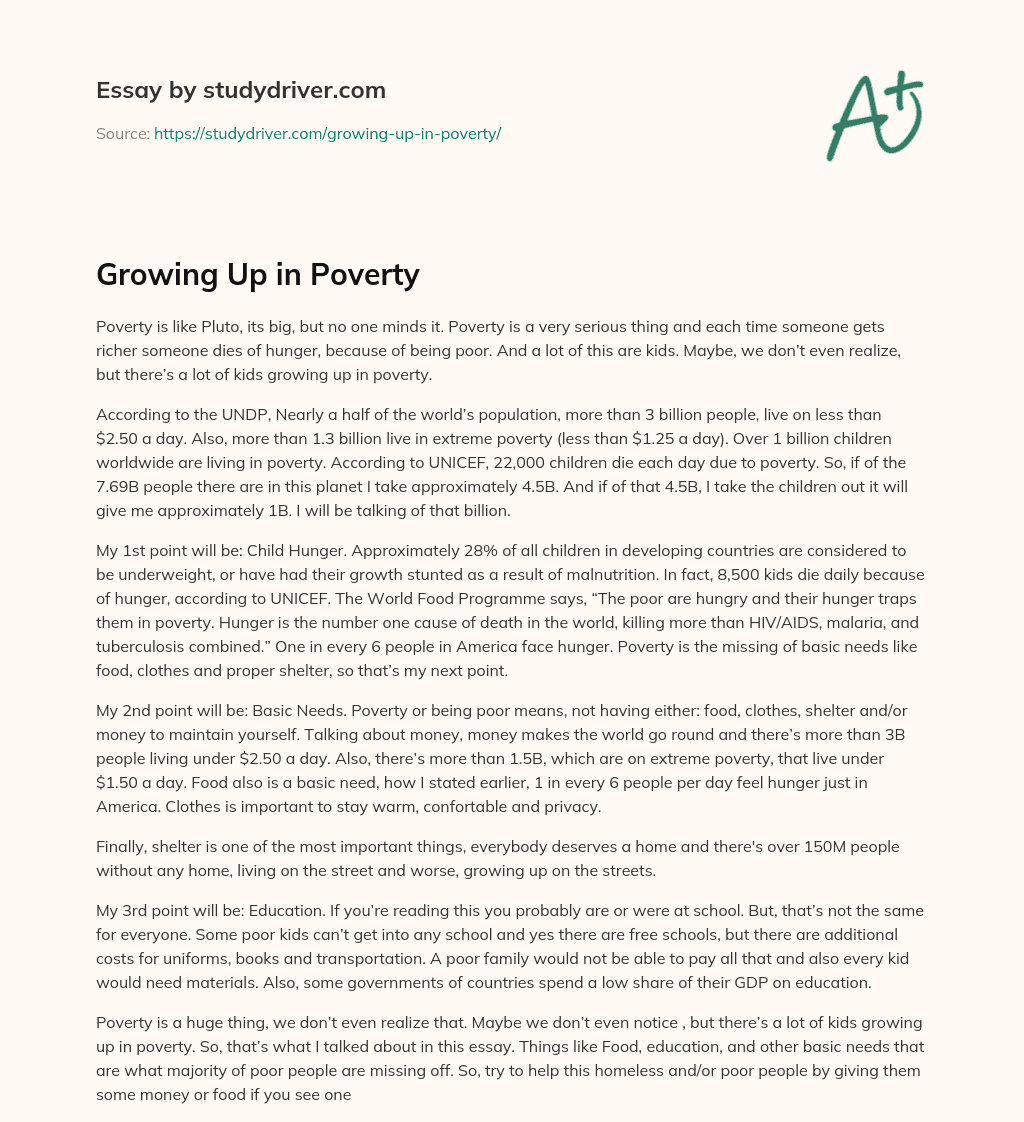 Growing up in Poverty essay