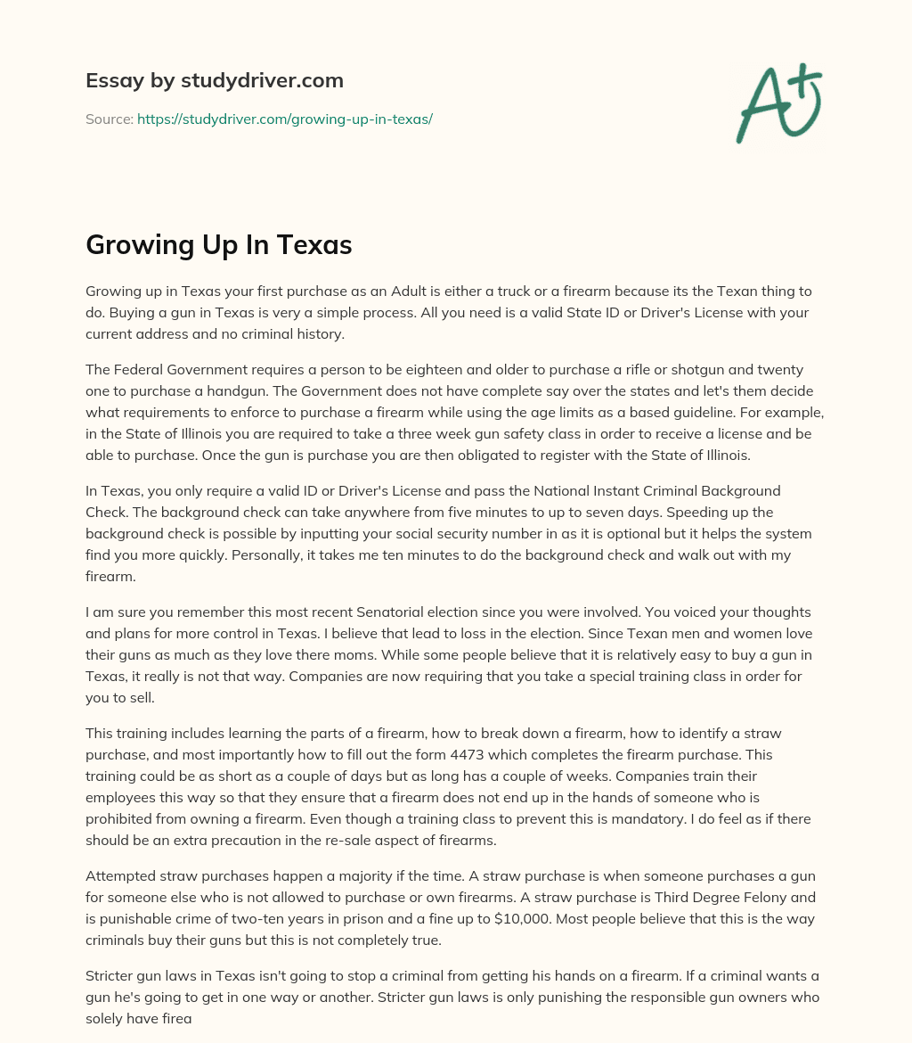 Growing up in Texas essay