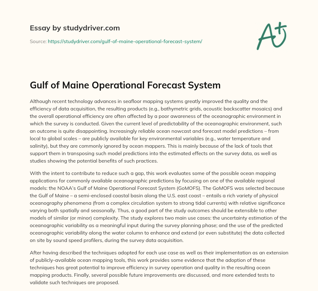 Gulf of Maine Operational Forecast System essay