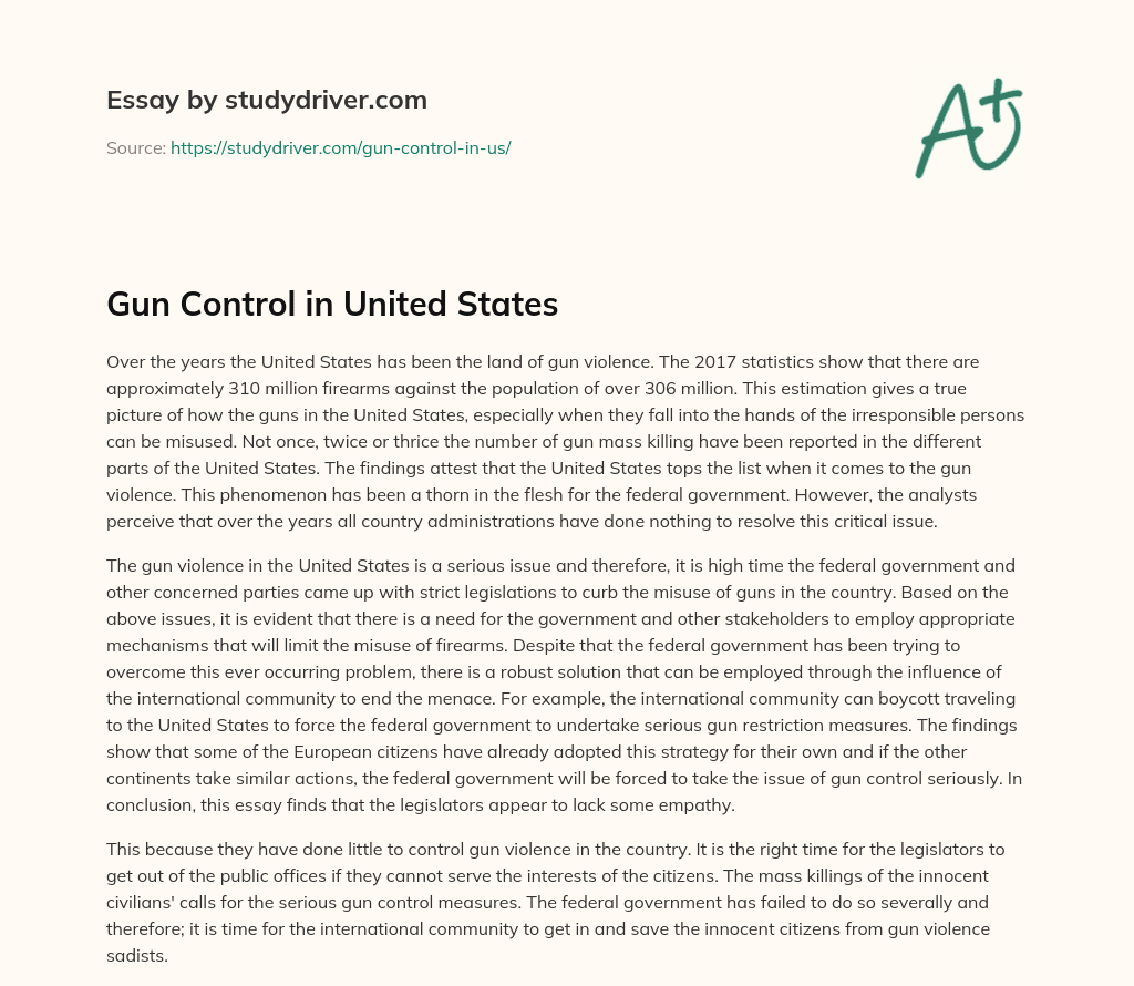 Gun Control in United States essay