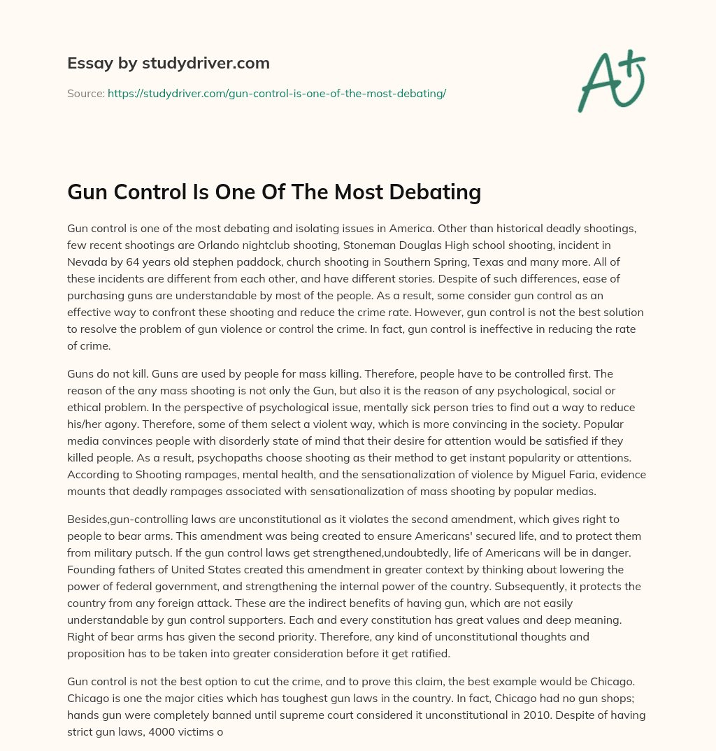 Gun Control is One of the most Debating essay