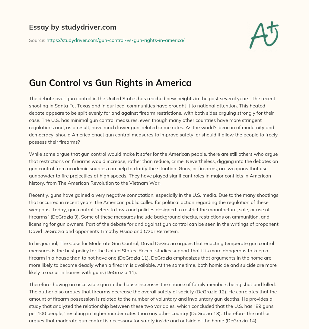 Gun Control Vs Gun Rights in America essay