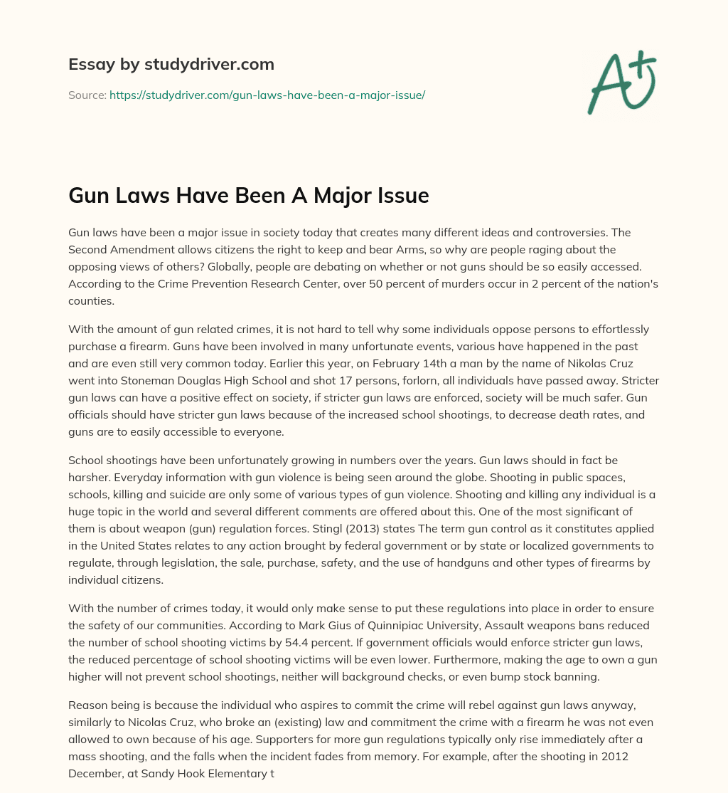 Gun Laws have been a Major Issue essay