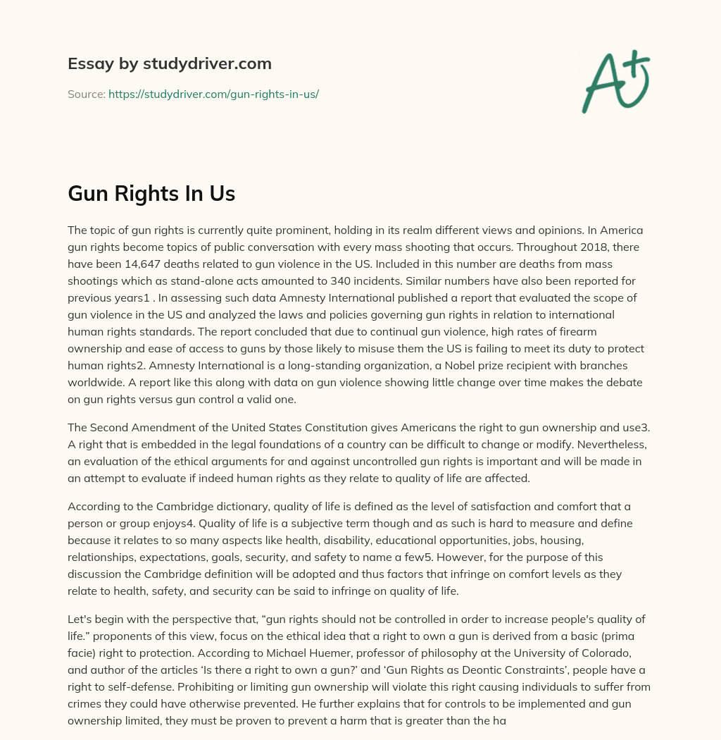 Gun Rights in Us essay