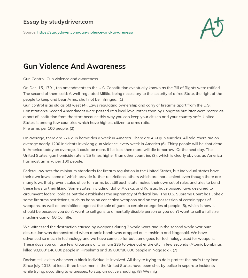 Gun Violence and Awareness essay