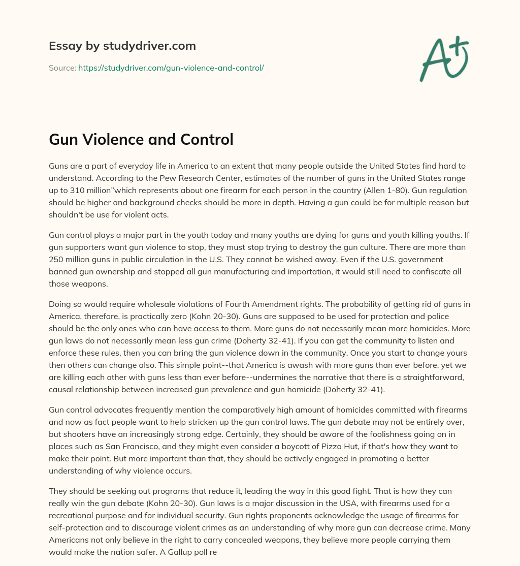 Gun Violence and Control essay